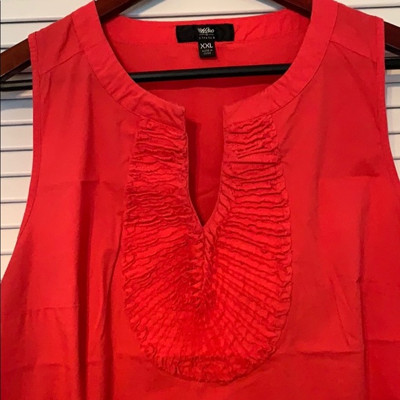 Coral sleeveless top with ruched detail - Picture 2 of 6